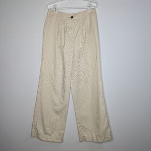 Aureum Cream Black Pinstripe Wide Leg Professional Dress Pant M